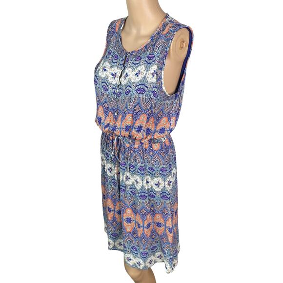 Lucky Brand Paisley Damask Smocked Blouson Drawstring Sundress SZ S - Picture 6 of 9